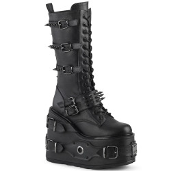 Demonia SWING-327 Black Vegan Platform Knee High Boots