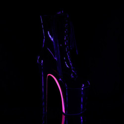 Pleaser XTREME-1020TT Black Patent Neon Pink Ankle Boots