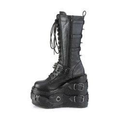 Demonia SWING-327 Black Vegan Platform Knee High Boots