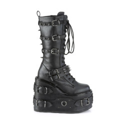 Demonia SWING-327 Black Vegan Platform Knee High Boots