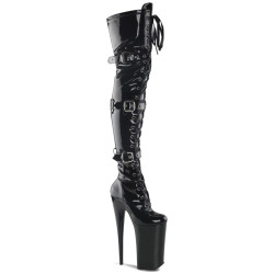 Pleaser BEYOND-3028 Patent Buckle Thigh High Boots