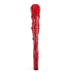 Pleaser BEYOND-3028 Red Buckle Thigh High Boots
