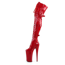 Pleaser BEYOND-3028 Red Buckle Thigh High Boots