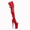 Pleaser BEYOND-3028 Red Buckle Thigh High Boots