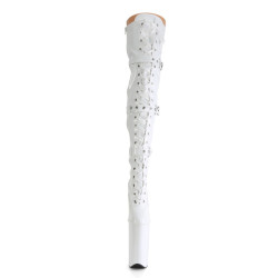 Pleaser BEYOND-3028 White Buckle Thigh High Boots