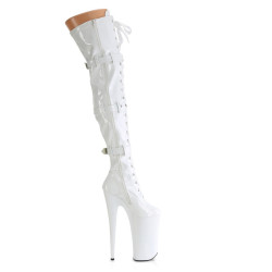 Pleaser BEYOND-3028 White Buckle Thigh High Boots