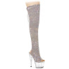 Pleaser ADORE-3019C-RS Silver Fringes Overknee Boots
