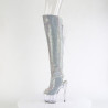 Pleaser ADORE-3019C-RS Silver Fringes Overknee Boots