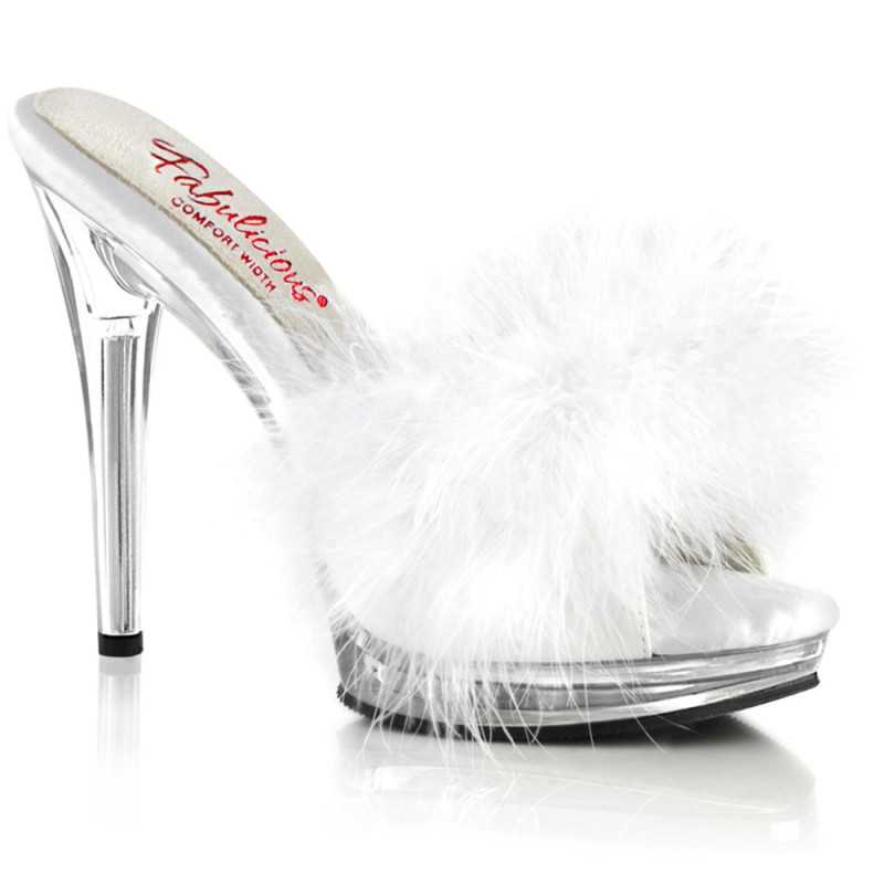 Fabulicious GLORY-501F-8 White Vegan Leather Fur Fabulicious GLORY-501F-8 White Vegan Leather Fur