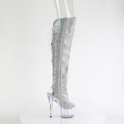 Pleaser ADORE-3019C-RS Silver Fringes Overknee Boots