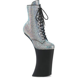 Pleaser FORBIDDEN-1020RS Silver Strass Black Ankle Boots