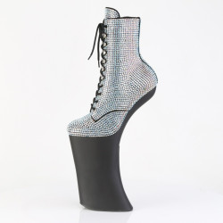 Pleaser FORBIDDEN-1020RS Silver Strass Black Ankle Boots
