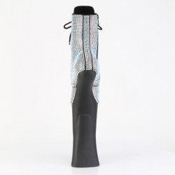 Pleaser FORBIDDEN-1020RS Silver Strass Black Ankle Boots