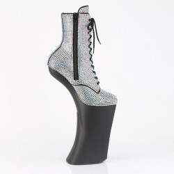 Pleaser FORBIDDEN-1020RS Silver Strass Black Ankle Boots