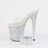 Pleaser BEJEWELED-812RS Silver Heeled Ankle Cuff Mules