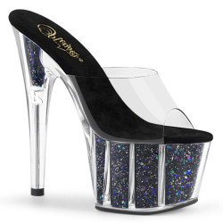Pleaser ADORE-701CG Transparent Black Confetti Glitter