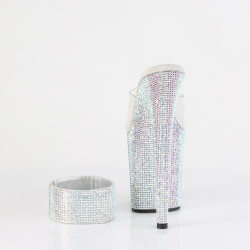 Pleaser BEJEWELED-812RS Silver Heeled Ankle Cuff Mules