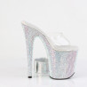Pleaser BEJEWELED-812RS Silver Heeled Ankle Cuff Mules