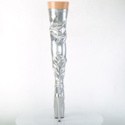 Pleaser ADORE-3000HWR Silver Hologram Overknee Boots