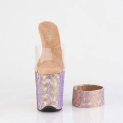 Pleaser BEJEWELED-812RS Gold Heeled Ankle Cuff Mules
