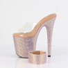Pleaser BEJEWELED-812RS Gold Heeled Ankle Cuff Mules