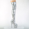 Pleaser ADORE-3000HWR Silver Hologram Overknee Boots