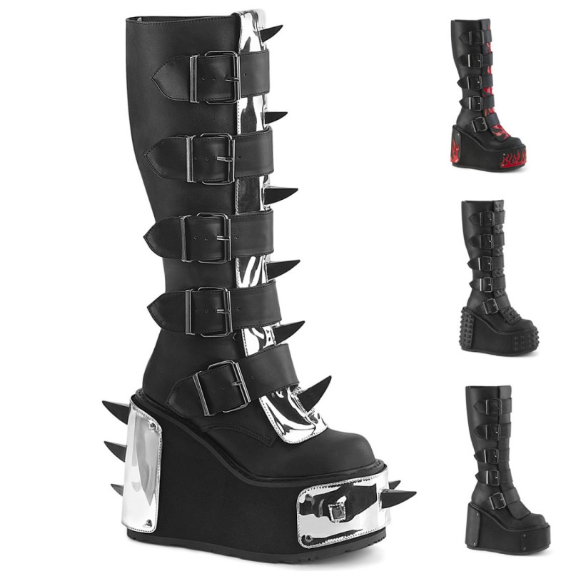 Demonia TRANSFORMER-800 Vegan Platform Knee High Boots Demonia TRANSFORMER-800 Vegan Platform Knee High Boots