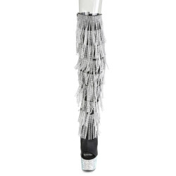 Pleaser BEJEWELED-3019RSF-7 Black Fringes Overknee Boots