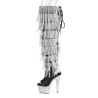 Pleaser BEJEWELED-3019RSF-7 Black Fringes Overknee Boots