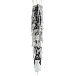 Pleaser BEJEWELED-3019RSF-7 Black Fringes Overknee Boots