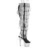 Pleaser BEJEWELED-3019RSF-7 Black Fringes Overknee Boots