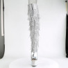 Pleaser BEJEWELED-3019RSF-7 Silver Fringes Overknee Boots