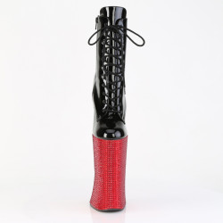 Pleaser FORBIDDEN-1020BEJ Black Patent Red Strass Boots