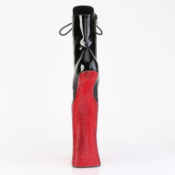 Pleaser FORBIDDEN-1020BEJ Black Patent Red Strass Boots