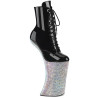 Pleaser FORBIDDEN-1020BEJ Black Patent Silver Strass