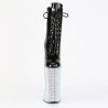 Pleaser FORBIDDEN-1020BEJ Black Patent Silver Strass