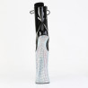 Pleaser FORBIDDEN-1020BEJ Black Patent Silver Strass