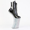 Pleaser FORBIDDEN-1020BEJ Black Patent Silver Strass