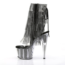 Pleaser ADORE-1017SRS Transparent Black Strass Boots