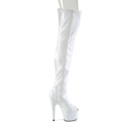 Pleaser ADORE-3011HWR White Hologram Overknee Boots