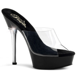 Pleaser ALLURE-601 Transparent Black High Heeled Mules