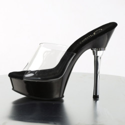 Pleaser ALLURE-601 Transparent Black High Heeled Mules
