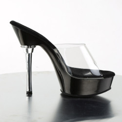 Pleaser ALLURE-601 Transparent Black High Heeled Mules