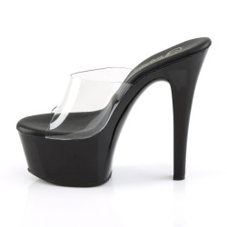 Pleaser ASPIRE-601 Transparent Black High Heeled Mules