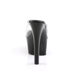 Pleaser ASPIRE-601 Transparent Black High Heeled Mules