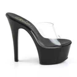 Pleaser ASPIRE-601 Transparent Black High Heeled Mules