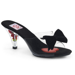 Pin Up Couture BELLE-301BOW Transparent Black Mules