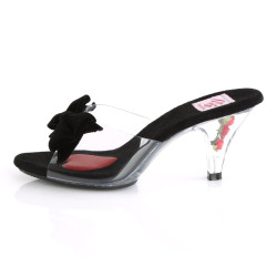 Pin Up Couture BELLE-301BOW Transparent Black Mules