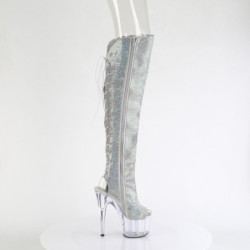 Pleaser ADORE-3019C-RS Silver Fringes Overknee Boots