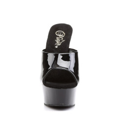Pleaser DELIGHT-601 Black Patent High Heeled Mules